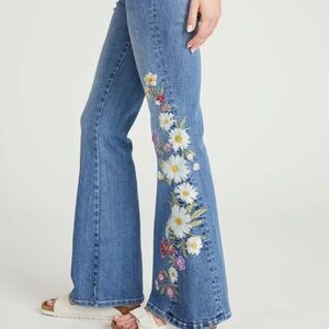 DRIFTWOOD Blue Flare Jeans with Floral Embroidery. Farah jeans -29
